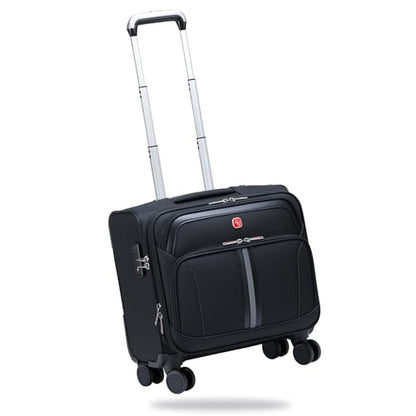 ROPLUS Underseat Carry-On Luggage Lightweight Rolling Tote Bag with 4 Spinner Wheels (Black, 16-Inch) - color: Black, size: 16-Inch