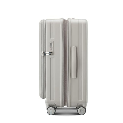 TRAVELEO 4 Piece Expandable Hardshell Pink Luggage Sets with Spinner Wheels, Lightweight Travel Suitcase Set with TSA Locks, 20 inch Carry On for Women (Light Beige, 3 Piece Set) - color: Light Beige, size: 3 Piece Set