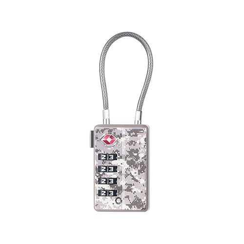 TSA Approved Cable Luggage Locks, Re-settable Combination with Alloy Body, Resettable 4-Digit Combination Padlock,Gym Locks,Toolbox Lock (1, Camouflage) (1, Camouflage)