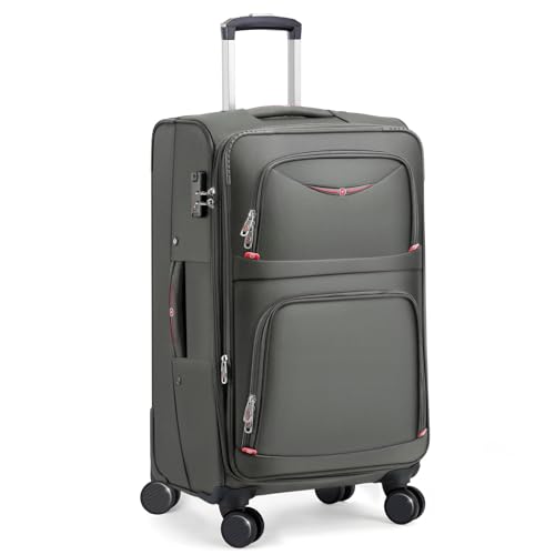 ROPLUS Softside Expandable Luggage with 4 Spinner Wheels, Durable Checked-Luggage Suitcase (Gray, 29-Inch) - color: Gray, size: 29-Inch