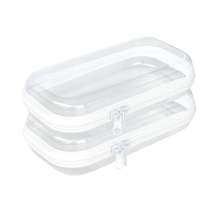 Thickened Clear Hard Shell Zipper Case,Professional-Grade Plastic Clear Zipper Pencil Case, Toiletry Pouch, Travel Organizer, Cosmetic Bag, Toy Storage Bins (2PCS-S) - color: 2PCS-S