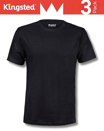 Kingsted Mens T-Shirts - Super Soft & Durable, Classic Fit Crew Neck Shirts - color: Black Pack, size: XX-Large