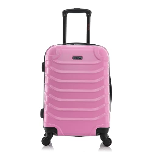 InUSA ENDURANCE Luggage with Spinner Wheels | Durable Lightweight Hardshell Suitcase, Spacious Travel Bag with Handle and Trolley | 20-Inch Carry On Small Luggage | Pink - color: Pink, size: 20 Inch