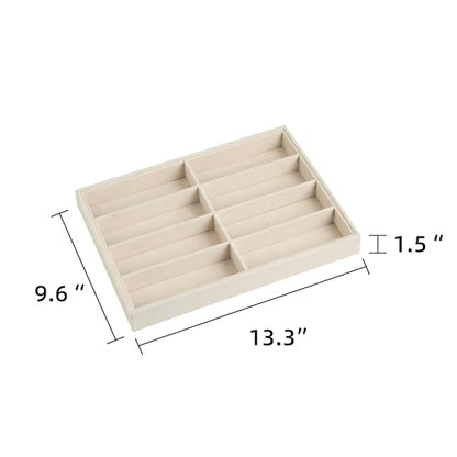 Frebeauty 8-Slot Sunglass Organizer,Velvet Sunglass Holder for Drawer - color: Beige, style: No Lid