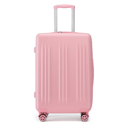Kono 24 Inch Expandable Checked Luggage with Spinner Wheels TSA Lock Pink - color: Pink, size: 24"