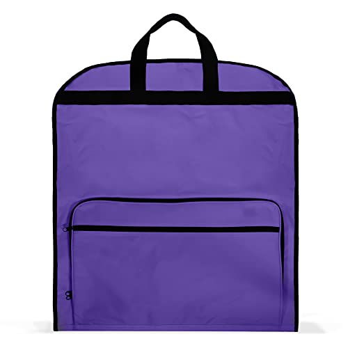 Dalix 60" Foldable Garment Bag Suits Cover Dresses w Front Pocket - color: Purple