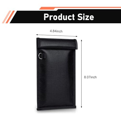 2 PCS Car Faraday Bags, RFID Signal Blocking Pouch for Phone & Car Key, Fire and Water Proof Anti-theft Shielding Bag with Hook & Loop, Portable Privacy Protection Accessory (Black)