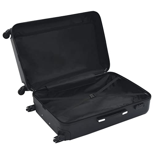 3 Piece Hardcase Trolley Set, Black Hardshell Luggage with 360 Degree Spinner Wheels, Durable ABS Suitcase Set with Security Lock for Business Trips and Family Vacations - color: Black, size: 14.2" x 8.7" x 21.7"