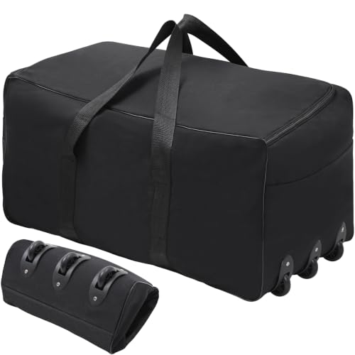 REDCAMP 85L/120L/140L Foldable Duffle Bag with Wheels, Large Travel Duffel Bag - color: 120L Black