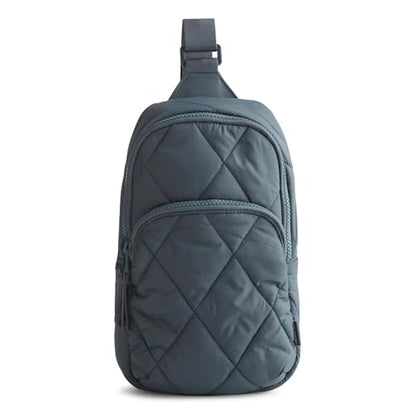 Vera Bradley Women's Featherweight Lorman Sling Backpack – Water Resistant Crossbody Purse for Travel & Work – Dark Slate - color: Dark Slate