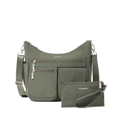 Baggallini Modern Everywhere Crossbody Bag for Women 11x9x4.5 Rfid Hobo Bag - color: Thyme