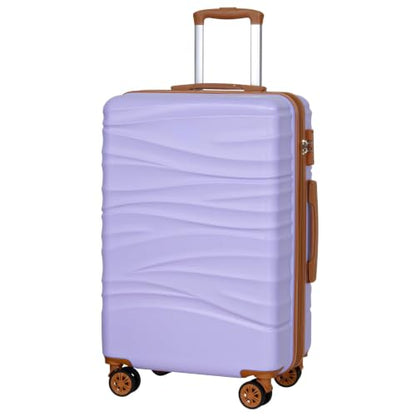 Romswi 28'' Large Checked Luggage with Dual Spinner Wheels, Purple - color: Purple