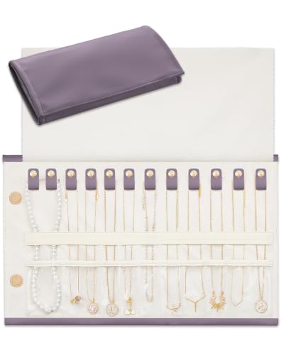 Lolalet Travel Necklace Organizer, Foldable Jewelry Case, Purple, 12 Slots - color: Purple, size: Medium, 12 Slots