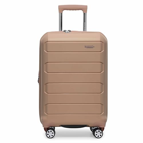 Traveler's Choice Pagosa Hardshell Expandable Luggage with Spinner Wheels, Latte Beige, 22-Inch Carry-on - color: Latte Beige, size: 22-Inch Carry-on