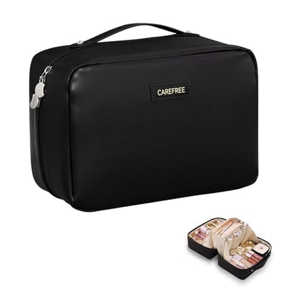 Travel Makeup Bag, Large Capacity Cosmetic Bags for Women - color: Black