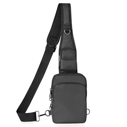 Anti-Theft Crossbody Sling Bag, RFID Blocking, Zipper Lock, Small - color: Grey