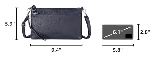 befen Genuine Leather Wristlet Clutch Wallet Purses with RFID Blocking - color: Navy Blue
