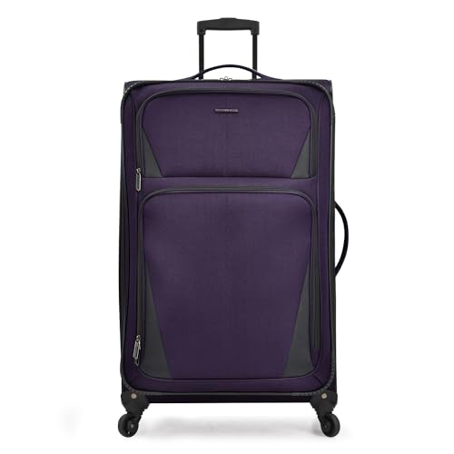 U.S. Traveler Aviron Bay Expandable Softside Luggage with Spinner Wheels, Purple, Large 31-Inch - color: Purple, size: Large 31-Inch