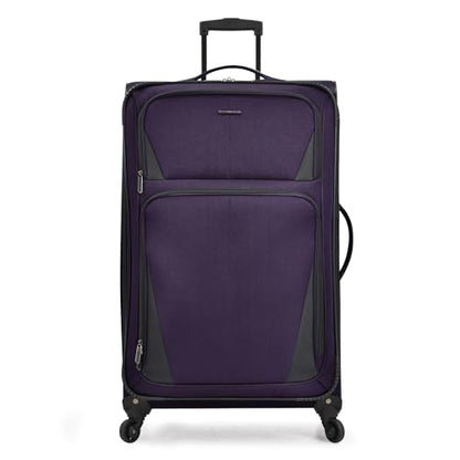 U.S. Traveler Aviron Bay Expandable Softside Luggage with Spinner Wheels, Purple, Large 31-Inch - color: Purple, size: Large 31-Inch