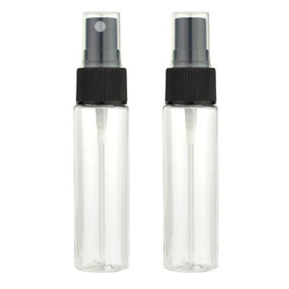 Jmkcoz Spray Bottles, 12 Pack 30ml 1oz Clear Empty Fine Mist Plastic Mini Travel Bottle Set Portable Refillable Liquid Containers for Cleaning Travel and 1 Pieces Microfiber Cleaning Cloth