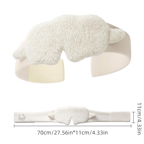 White Faux Lamb Fleece Sleep Mask Allergy Free Full Wrap Eye Cover - color: White