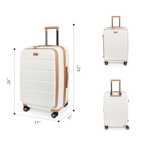 24'' Luggage,Hardside Suitcase w/Spinner Wheels,TSA LOCK - color: Beige, size: 24" Mid-Checked