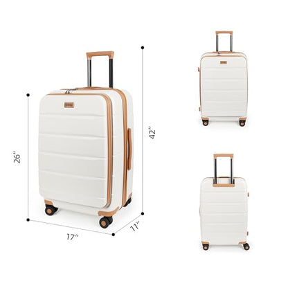 24'' Luggage,Hardside Suitcase w/Spinner Wheels,TSA LOCK - color: Beige, size: 24" Mid-Checked