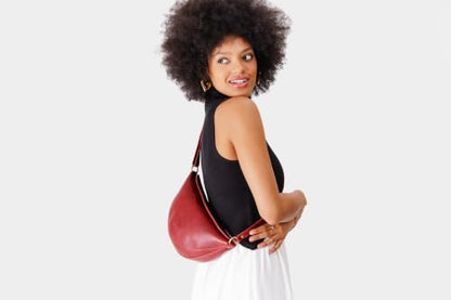 Portland Leather Goods Koala Sling Bag - Adjustable Full-Grain Leather - color: Chili Red, size: Small