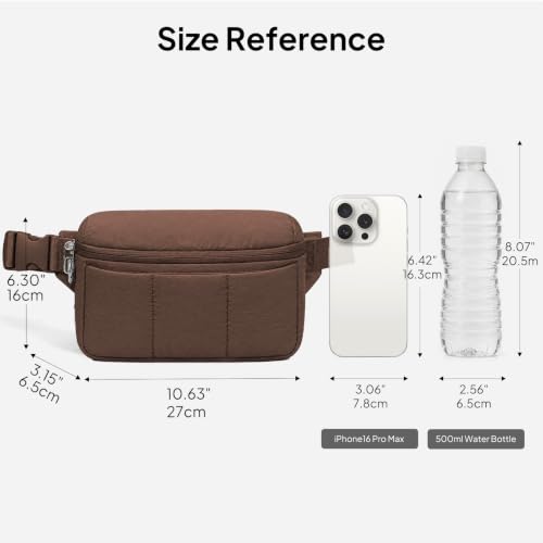TOPEAST Waist Pack 3.5L Fanny Packs with Water Bottle Holder - color: Coffee