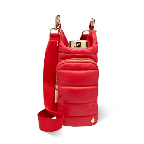 WanderFull Original HydroBag Crossbody Water Bottle Holder with Phone Pocket, Fits Water Bottles up to 32 oz - color: Poppy Red Matte