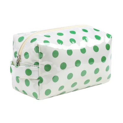 PVC Striped Clear Coated Waterproof Makeup Bag(07White Green) - color: 07White Green