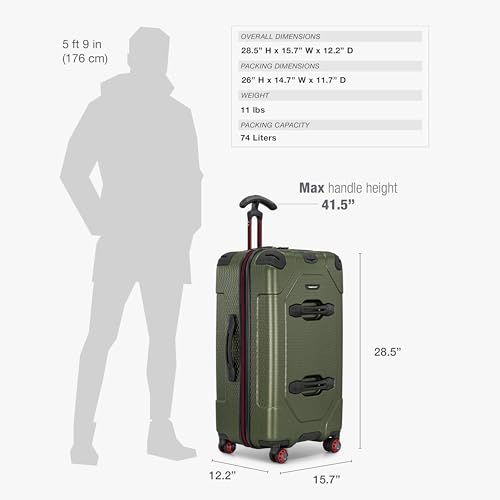 Traveler's Choice Maxporter II Polycarbonate Hardside Trunk with Spinner Wheels, Green, 28-Inch Medium Trunk - color: Dark Green, size: 28-inch Medium Trunk