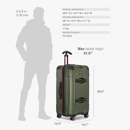 Traveler's Choice Maxporter II Polycarbonate Hardside Trunk with Spinner Wheels, Green, 28-Inch Medium Trunk - color: Dark Green, size: 28-inch Medium Trunk