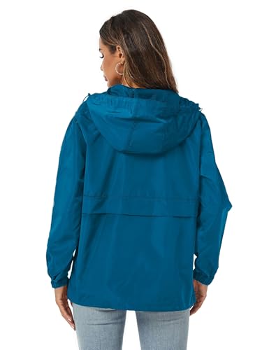 Avoogue Womens Rain Jacket with Hood,Pullover,Packable,Lightweight,Windbreaker,Waterproof,Breathable. - color: Pbl, size: Small