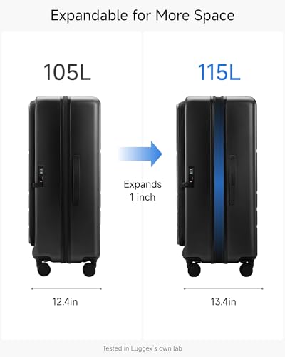 LUGGEX Checked Top Opening Suitcase Bundle, Black, 28"