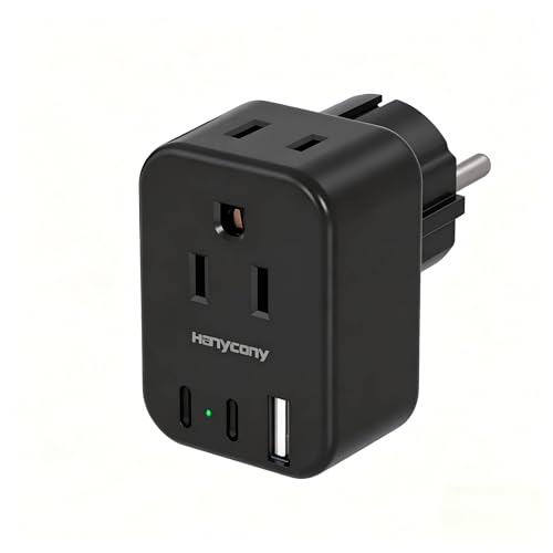 Type E/F Europe Travel Plug Adapter, US to Germany France Spain South Korea - style: Type E/F - Germany France(Black)