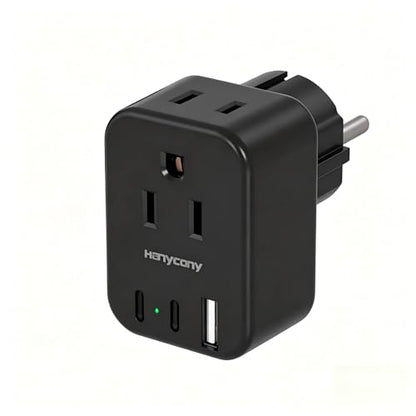 Type E/F Europe Travel Plug Adapter, US to Germany France Spain South Korea - style: Type E/F - Germany France(Black)