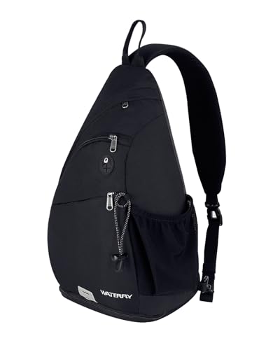 WATERFLY Large Sling Bag Crossbody Backpack Chest Pack for Men Women - color: Black