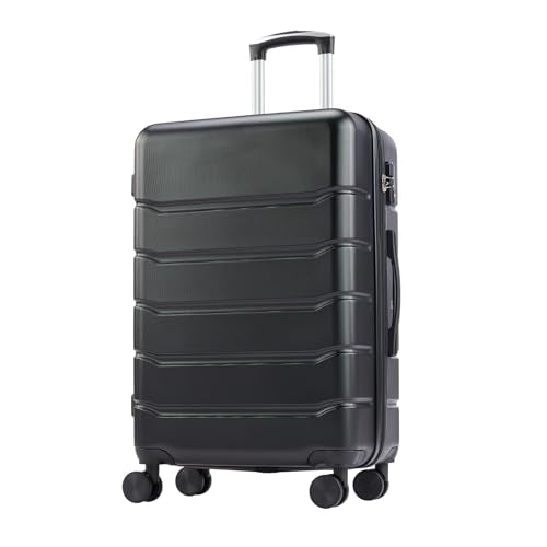 NEWBULIG 28 Inch Checked Luggage, Expandable Suitcase with Spinner Wheels - color: Black, size: 28 Inch