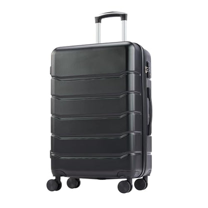 NEWBULIG 28 Inch Checked Luggage, Expandable Suitcase with Spinner Wheels - color: Black, size: 28 Inch