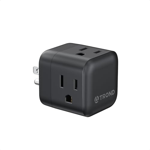 TROND Sideways Outlet Adapter, Multi Plug Wall Outlet with 360 Rotate Plug - color: Black, size: 3 Prong-1 Pack