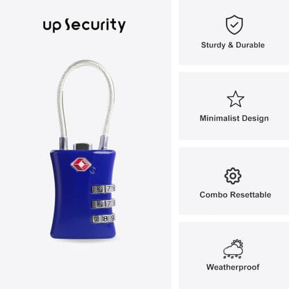 Suitcase Locks TSA Approved, Small Padlock Combination, TSA Locks for Luggage, Combo Travel Padlock with Code for Backpack, Gym Locker, Ammo Can (Black+Blue) - color: Black+Blue