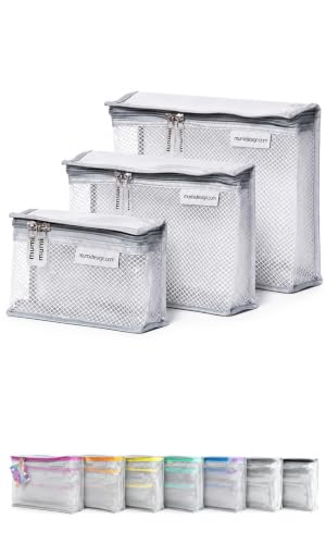 MUMI Travel Toiletry Bag Set of 3 - Clear TSA Approved, Gray - color: Grey