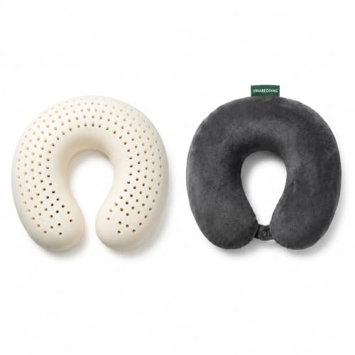 Vinahug Travel Neck Pillow, Natural Latex, Soft Velvet Cover
