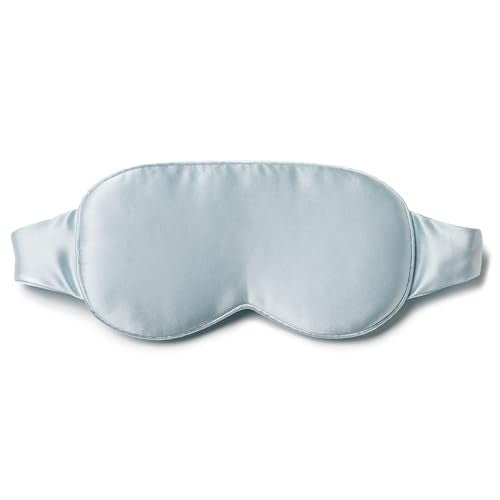 Fishers Finery 25 Momme 100% Organic Mulberry Silk 3D Sleep Eye Mask - Adjustable Elastic, Lash Extension Friendly, Zero Eye Pressure Blackout Blindfold (Misty Blue) - color: Misty Blue