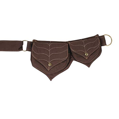 Cotton two Leaf Pocket Waist Belt-Brown - color: Brown
