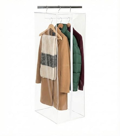 Clear Garment Bag, 54" Hanging Zippered Closet Organizer | Internal Metal Frame, Clear Garment Bag Protects Dresses, Suits, Jackets, And Coats From Dust, Moisture, And Closet Clutter - size: 54" Long
