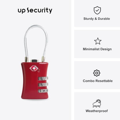 Suitcase Locks TSA Approved, Small Padlock Combination, TSA Locks for Luggage, Combo Travel Padlock with Code for Backpack, Gym Locker, Ammo Can (Black+Red) - color: Black+Red