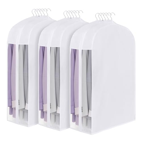 32" Cotton Garment Bag for Hanging Clothes, Short, 3 Pack Suit Bag - size: 10"W x 32"H-3pcs