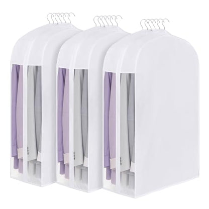 32" Cotton Garment Bag for Hanging Clothes, Short, 3 Pack Suit Bag - size: 10"W x 32"H-3pcs